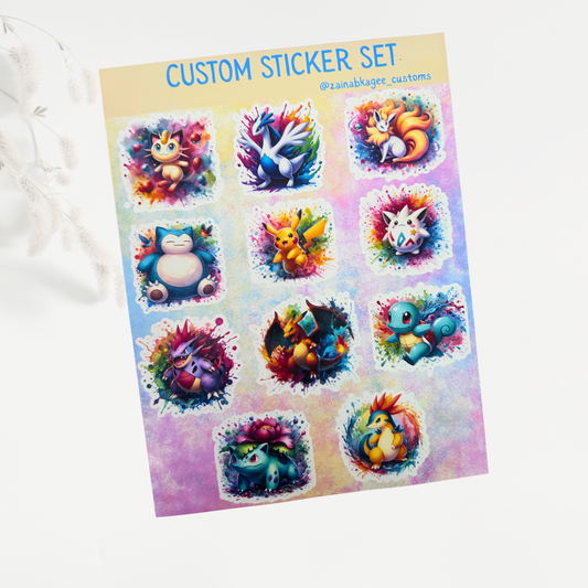 Pokemon Watercolour Sticker Sheets