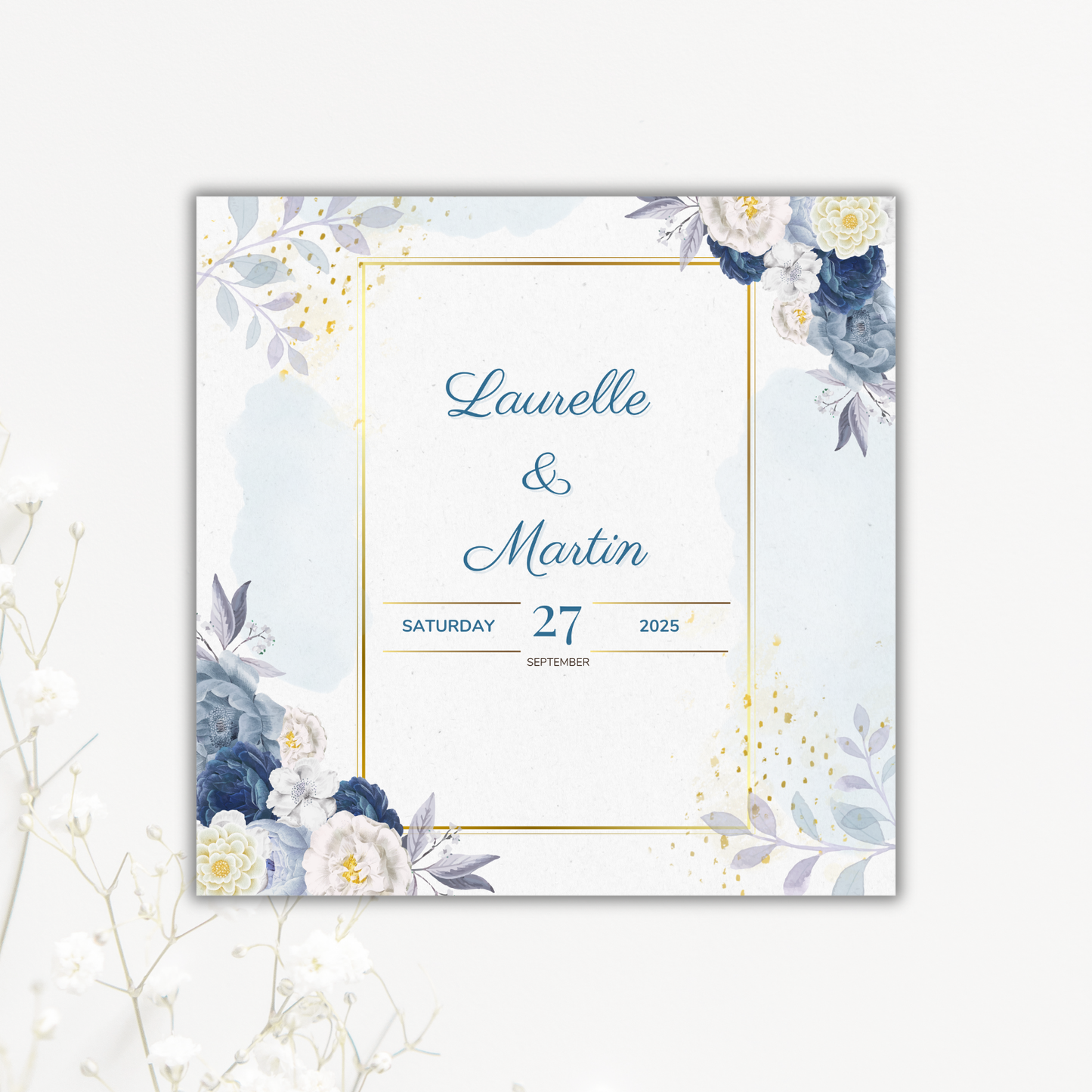 Blue Floral Wedding Coasters