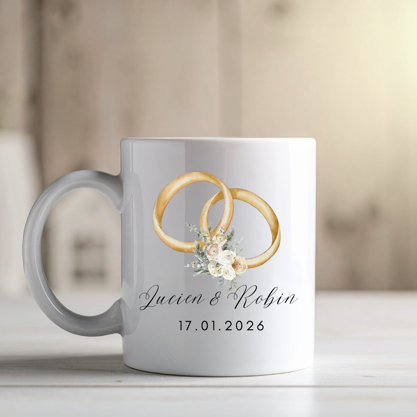 Customisable Wedding Ring Mugs