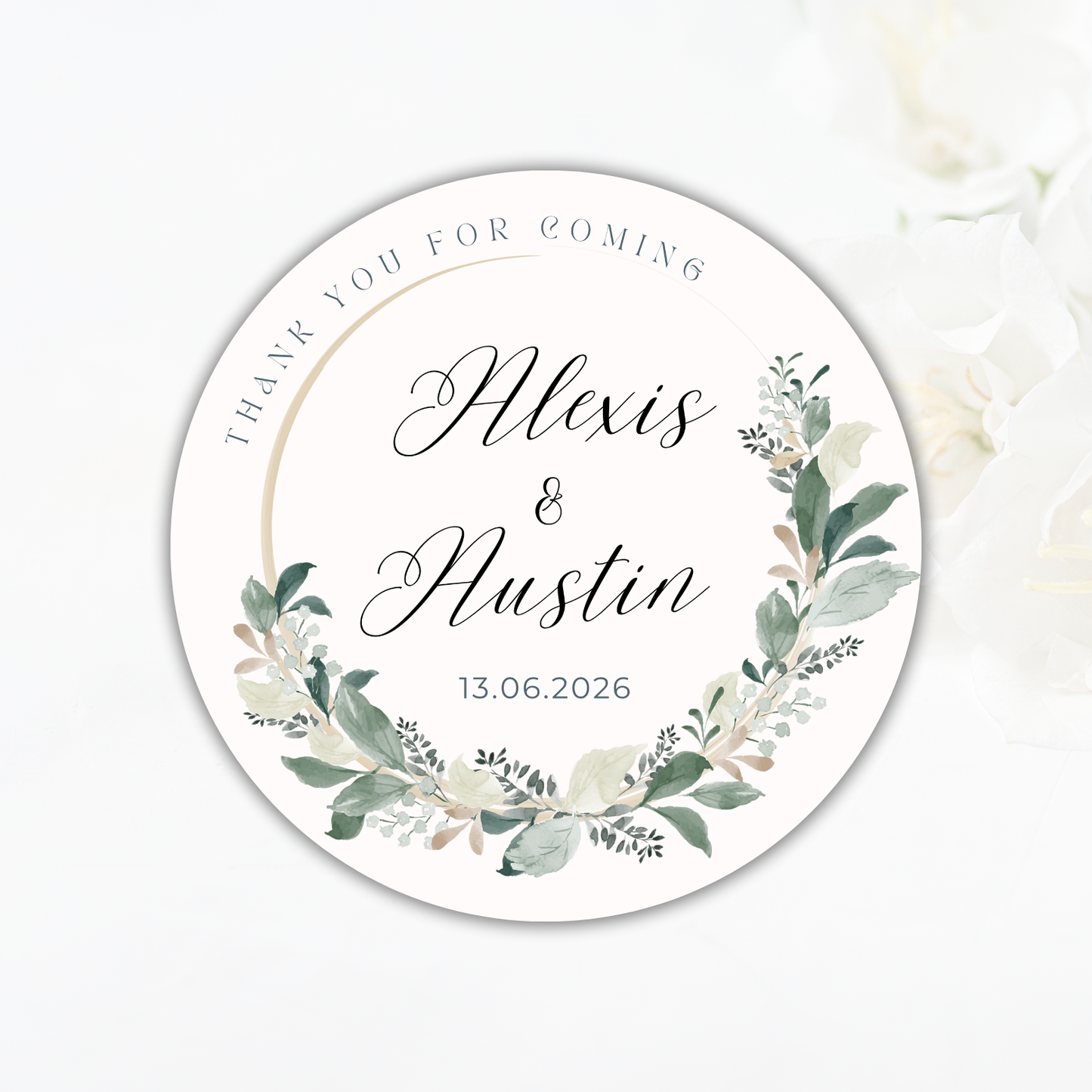 Green Wreath Wedding Coaster