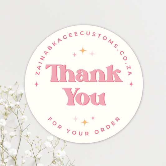 Thank You Sticker Sheets – Retro Pink Sparkle