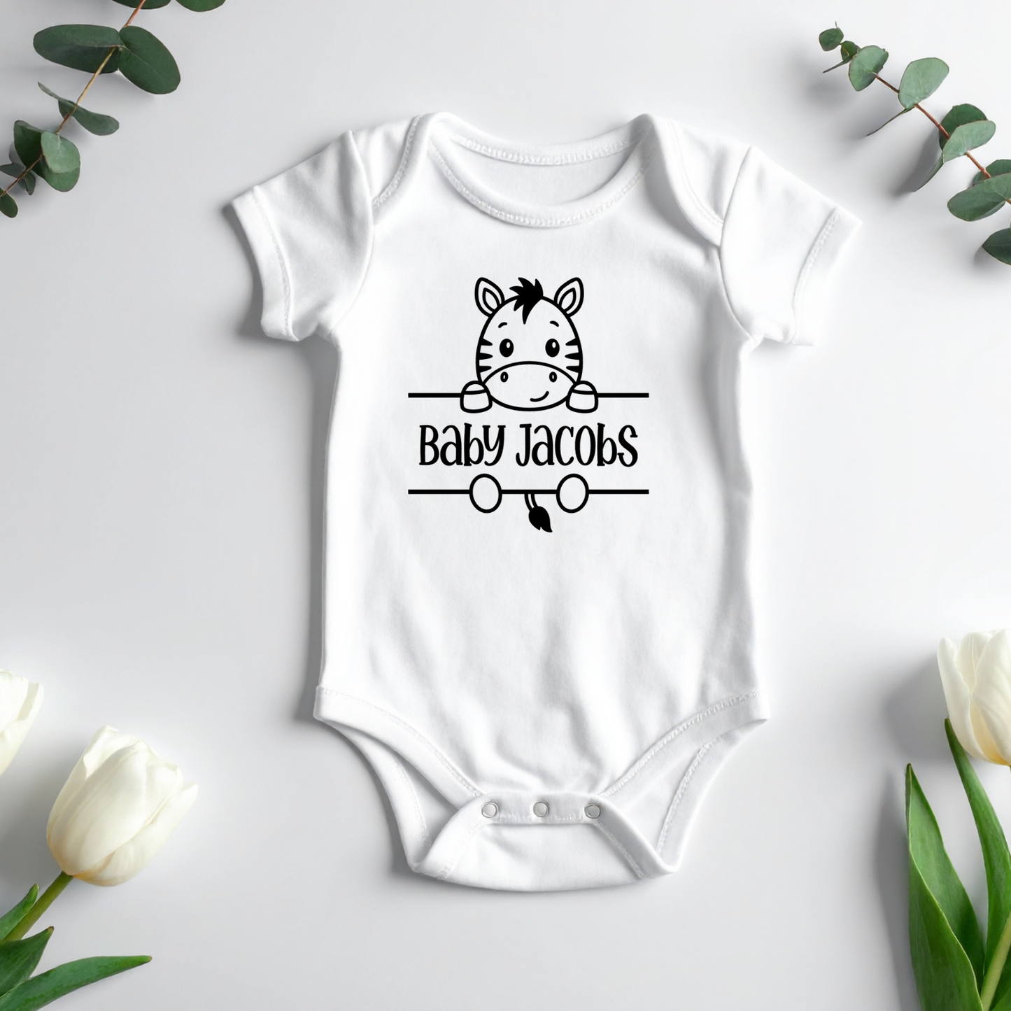 Peekaboo Zebra Baby Onesie