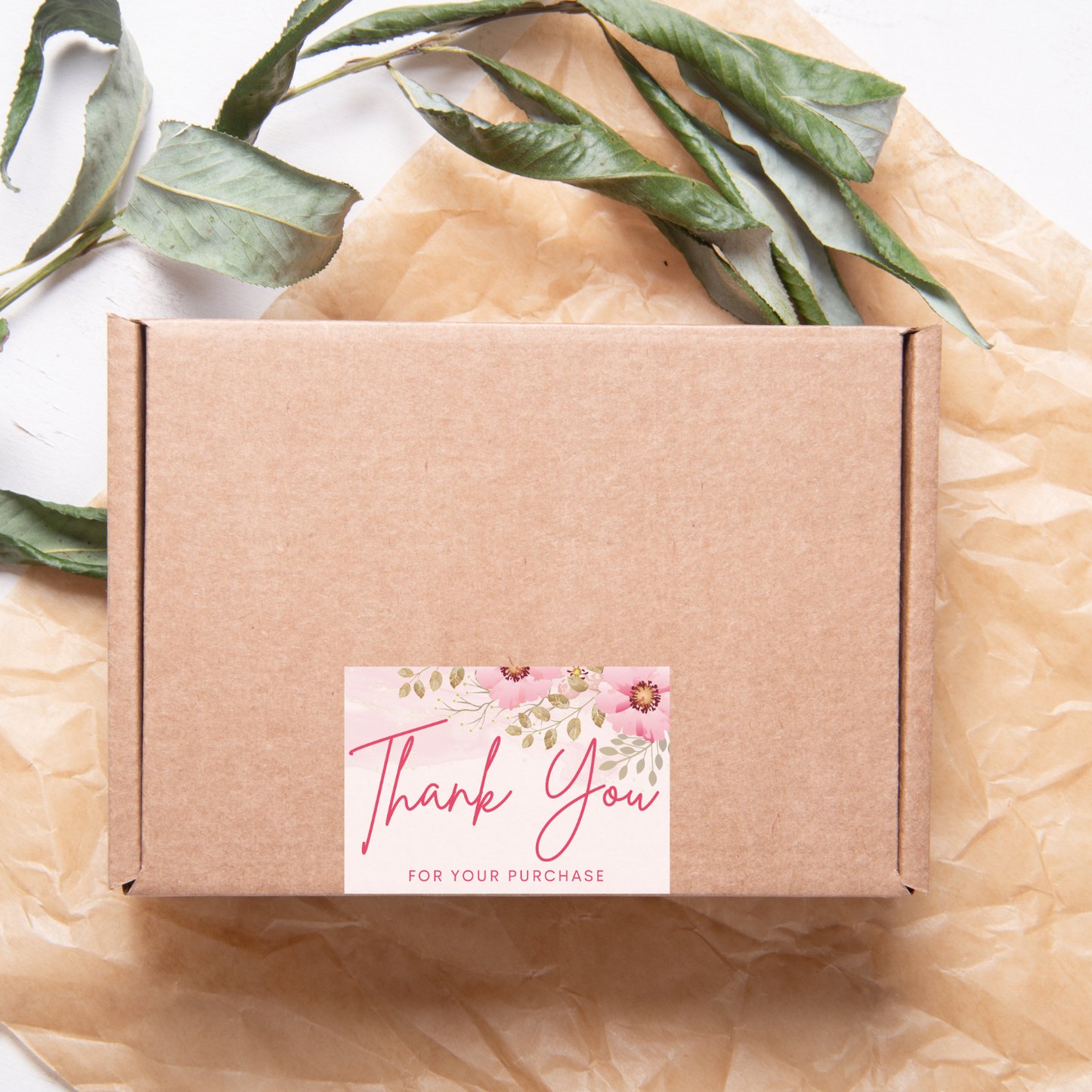 Box Sealer Sticker| Pink Floral | Add Your Business name & QR Code