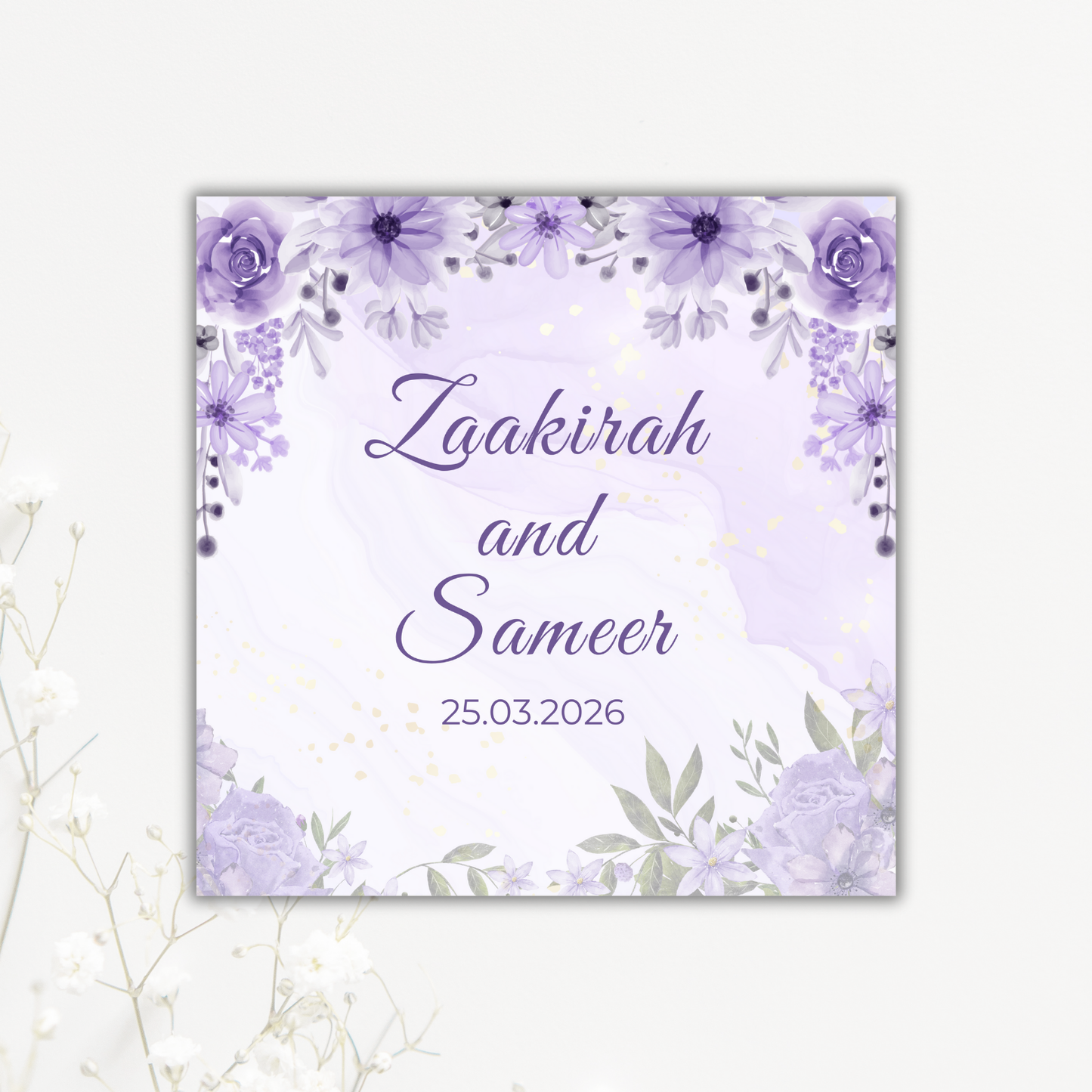 Purple Floral Wedding Coaster Collection