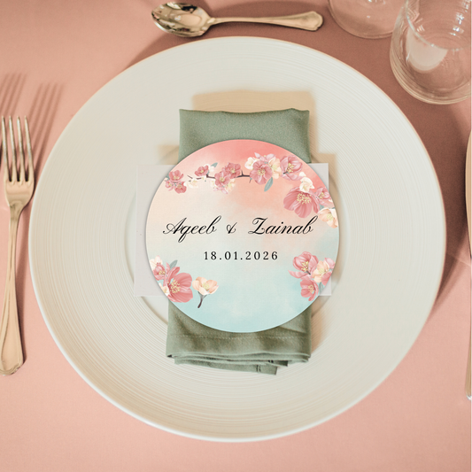 Textured Floral Watercolour Wedding Coaster - Circle and Square