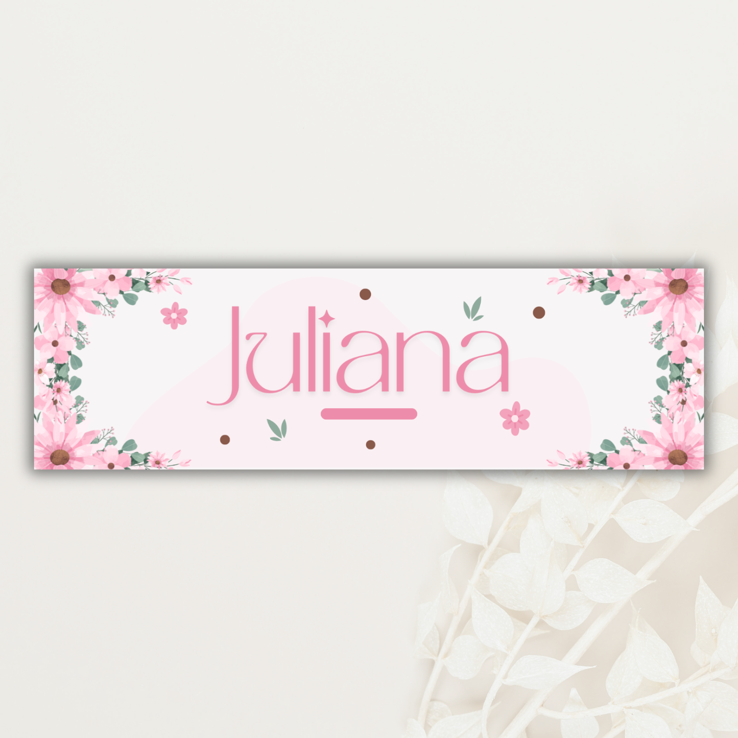 Elegant Pink Floral Personalised Label - 20 Pack