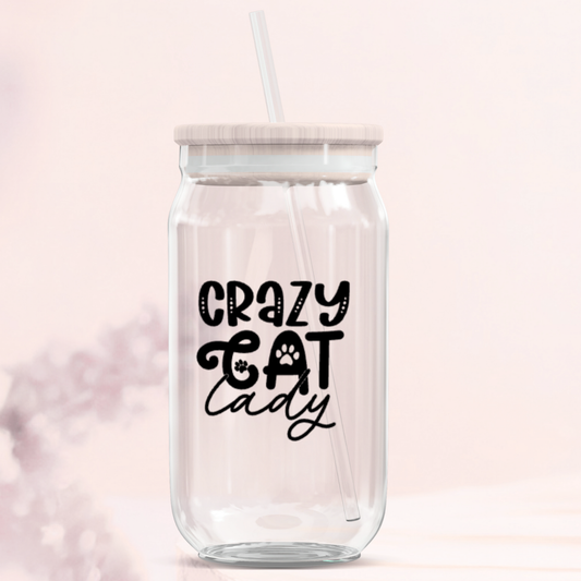 Crazy Cat Lady Glass Can Tumbler Collection