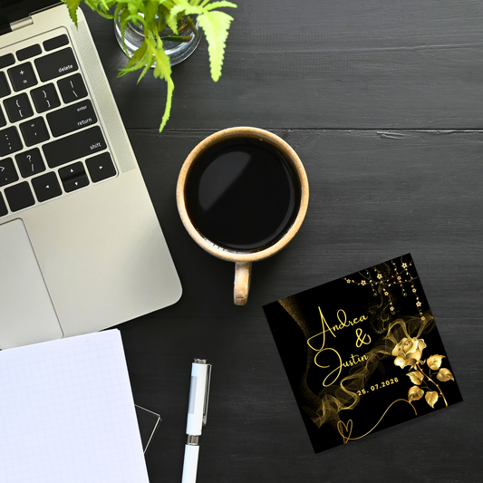Luxe Gold Rose Wedding Coaster