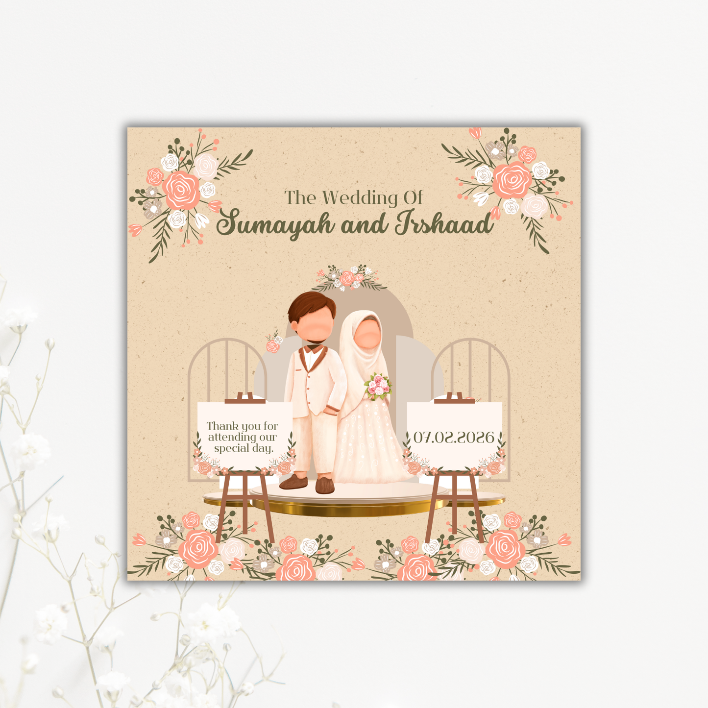 Muslim Bride and Groom Wedding Coaster Collection