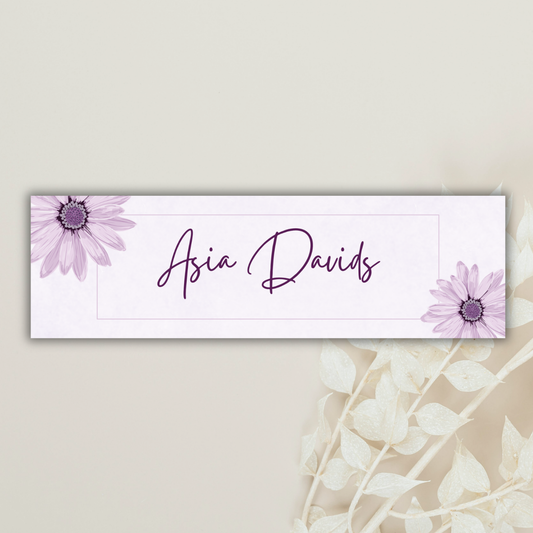 Violet Floral Personalised label - 20 Pack