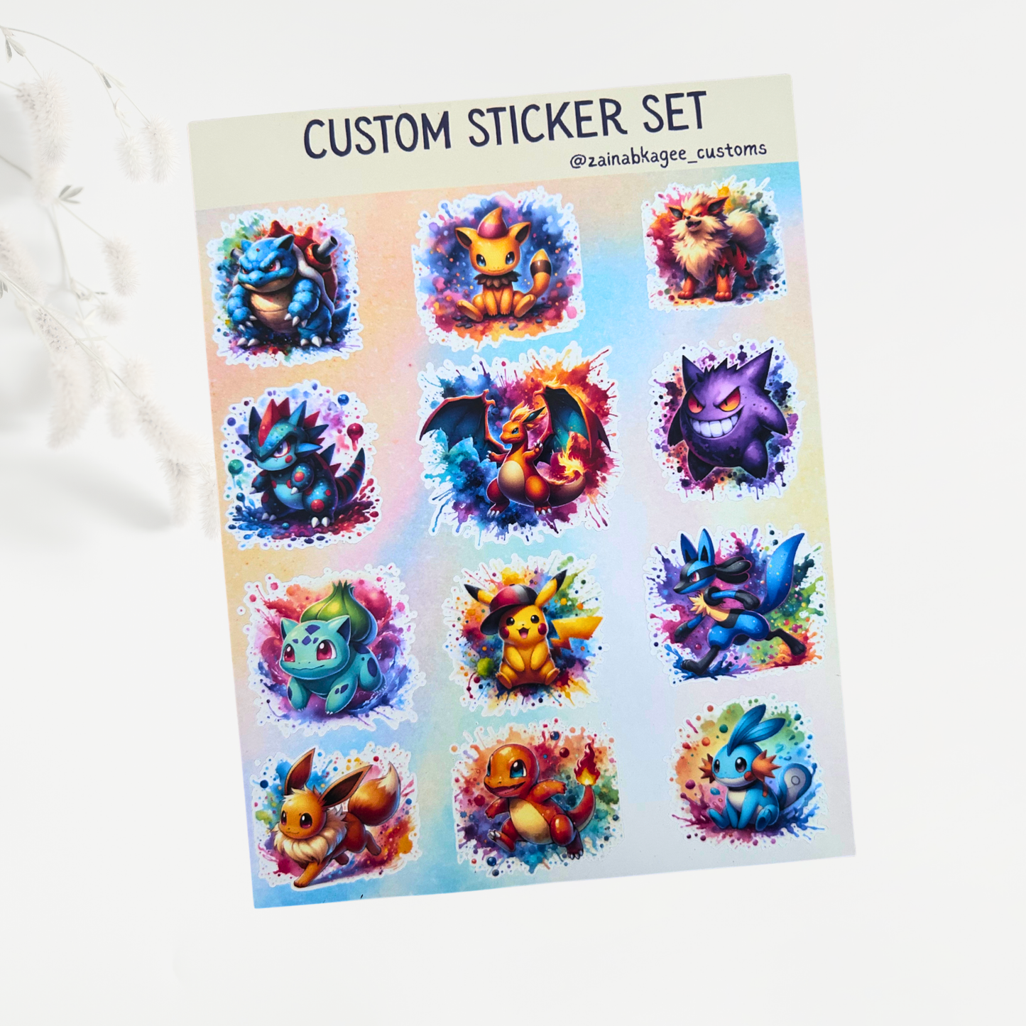 Pokemon Watercolour Sticker Sheets