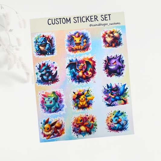 Pokemon Watercolour Sticker Sheets
