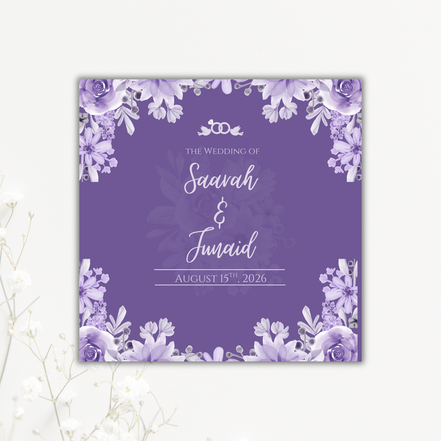 Purple Floral Wedding Coaster Collection