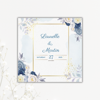 Blue Floral Wedding Coasters