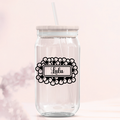 Name Tag Glass Can Tumbler