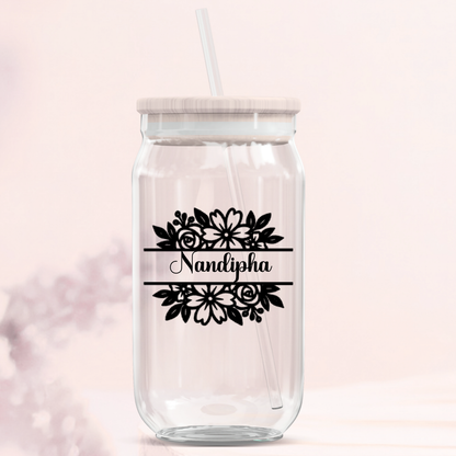 Name Tag Glass Can Tumbler