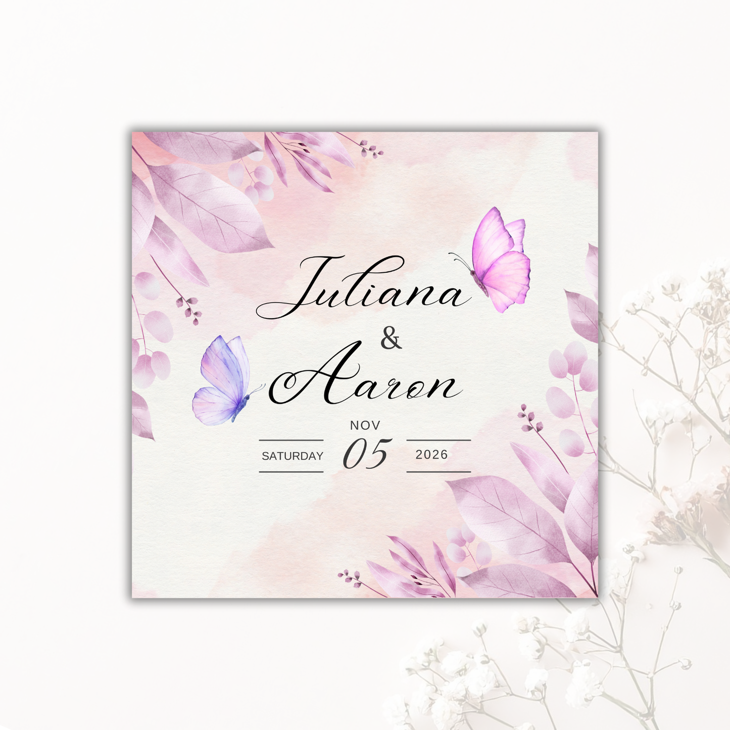 Wedding Sticker- Pretty Pink Floral Watercolour