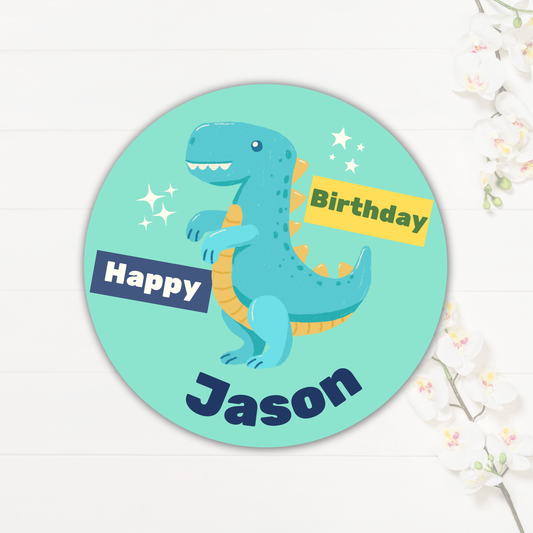 Custom Kids Dinosaur Birthday Labels | Party Favour Stickers
