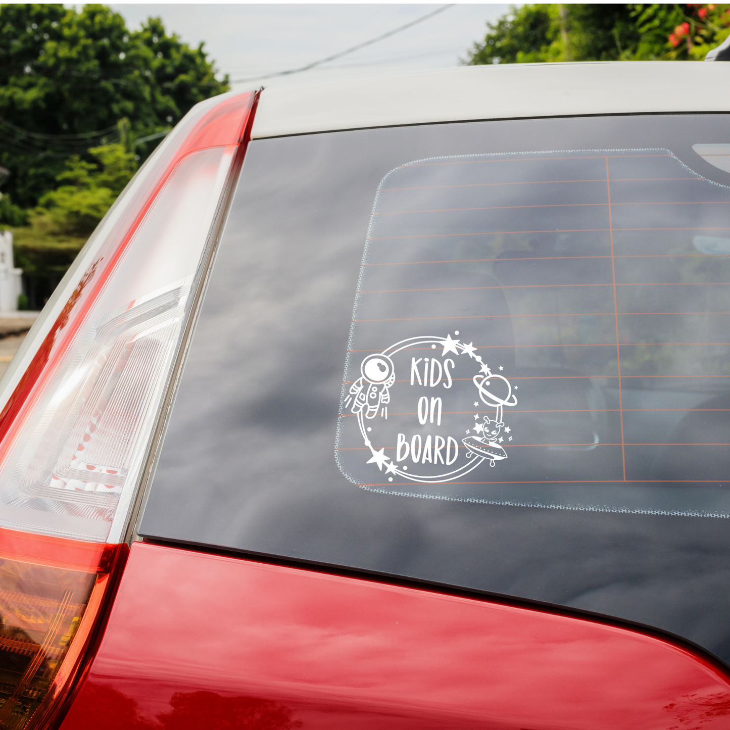Space-Themed Kids on Board Vinyl Decal
