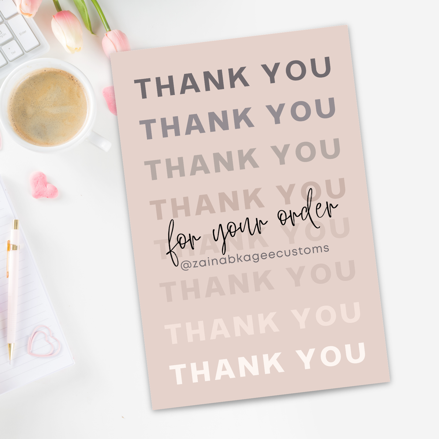 Box Sealer Sticker |Thank You| Neutral or Pink Packaging Seal