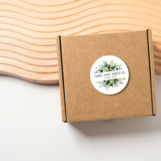 Personalised Wedding Sticker- Rustic Leaves
