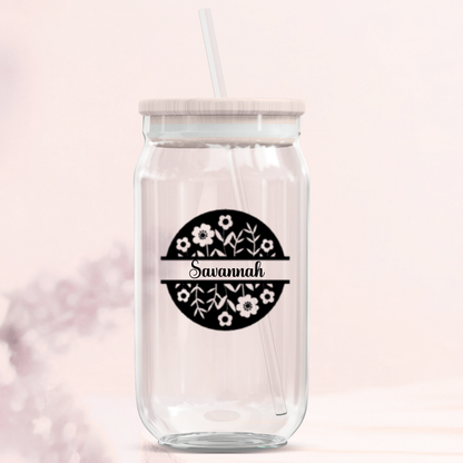 Name Tag Glass Can Tumbler