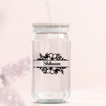 Name Tag Glass Can Tumbler