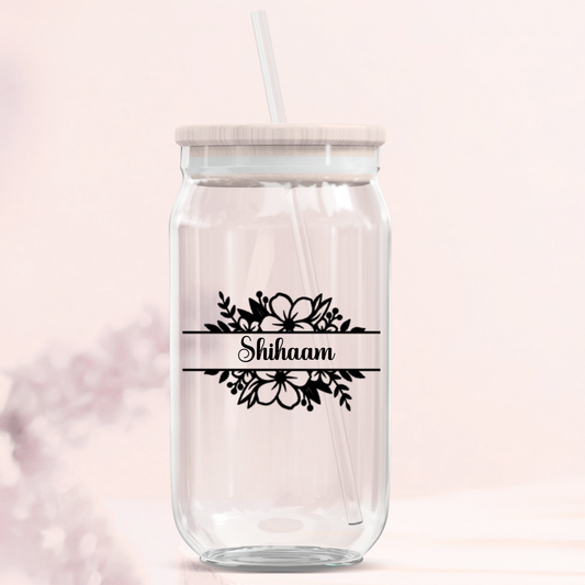 Name Tag Glass Can Tumbler