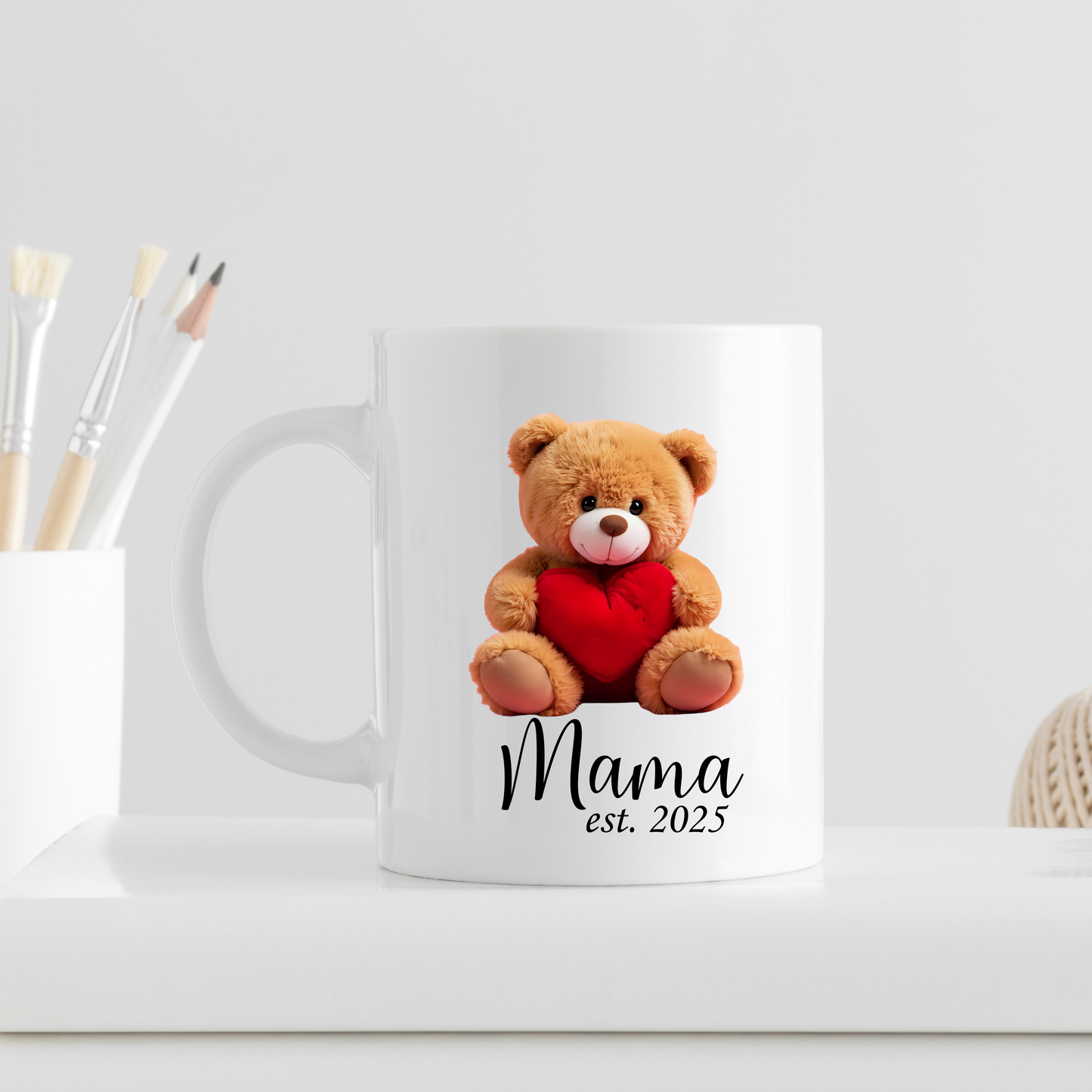 Customisable Mama and Papa Mugs Teddybear Mugs