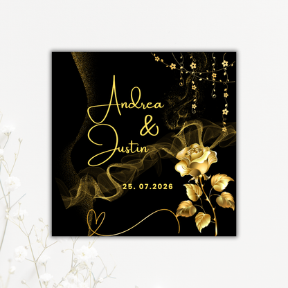 Luxe Gold Rose Wedding Coaster