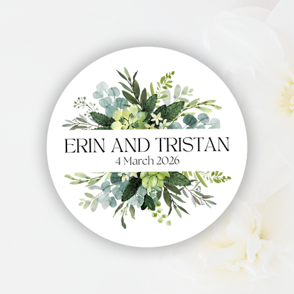 Personalised Wedding Sticker- Rustic Leaves