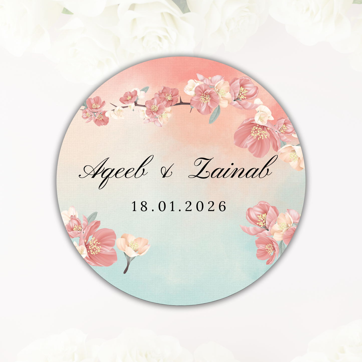 Textured Floral Watercolour Wedding Coaster - Circle and Square