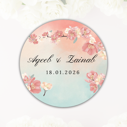 Textured Floral Watercolour Wedding Coaster - Circle and Square