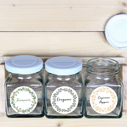 Botanical Wreath 36 Spice and Herb Labels