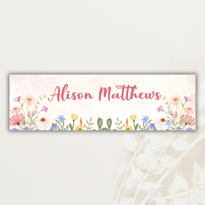 Watercolour Flower Personalised Label - 20 Pack