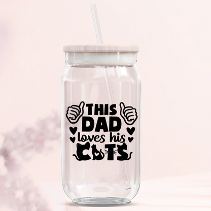 Cat Dad Glass Can Tumblers