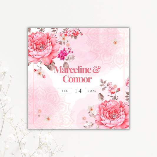 Romantic Pink Floral Wedding Coaster
