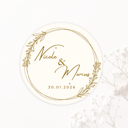 Wedding Sticker- Gold Wreath