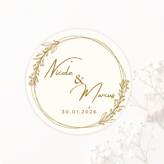 Wedding Sticker- Gold Wreath
