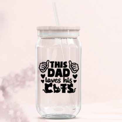 Cat Dad Glass Can Tumblers