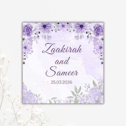 Purple Floral Wedding Coaster Collection