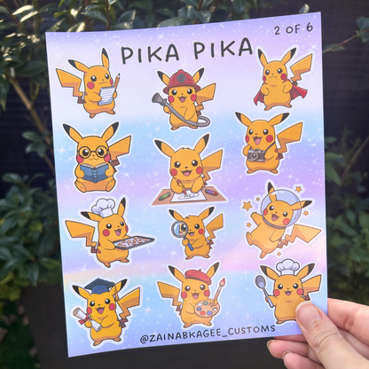 Pikachu Sticker Sheets - 6 different designs
