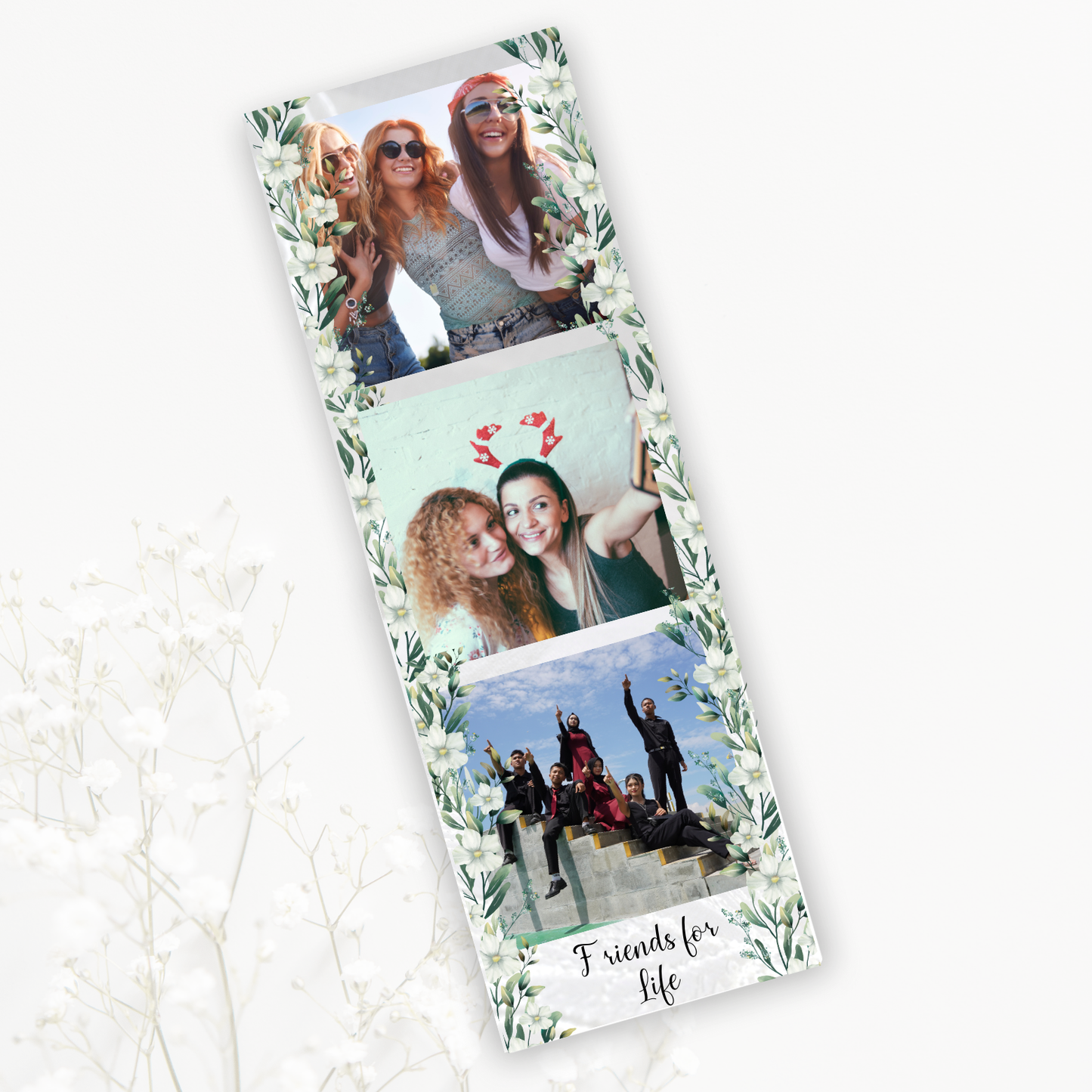 Photo Strip - White and green floral