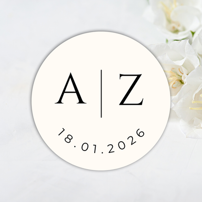 Wedding Sticker- Simple Minimalist with Initials