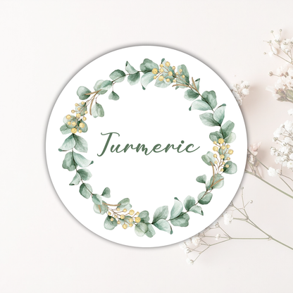 Botanical Wreath 36 Spice and Herb Labels