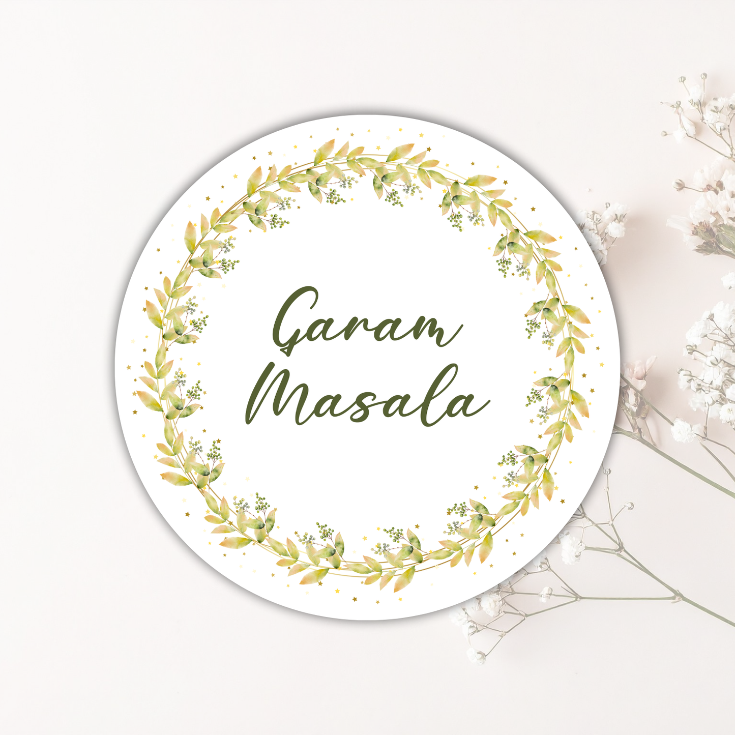 Botanical Wreath 36 Spice and Herb Labels