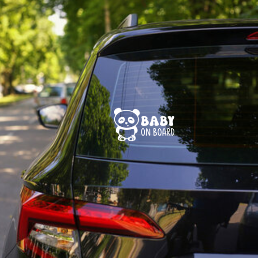 Cute Panda Baby on Board Car Decal