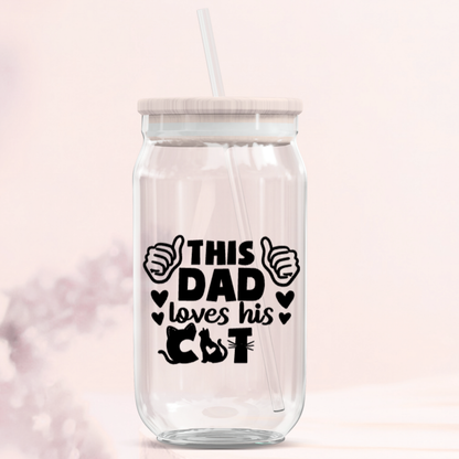 Cat Dad Glass Can Tumblers