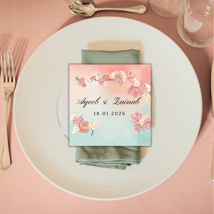 Textured Floral Watercolour Wedding Coaster - Circle and Square