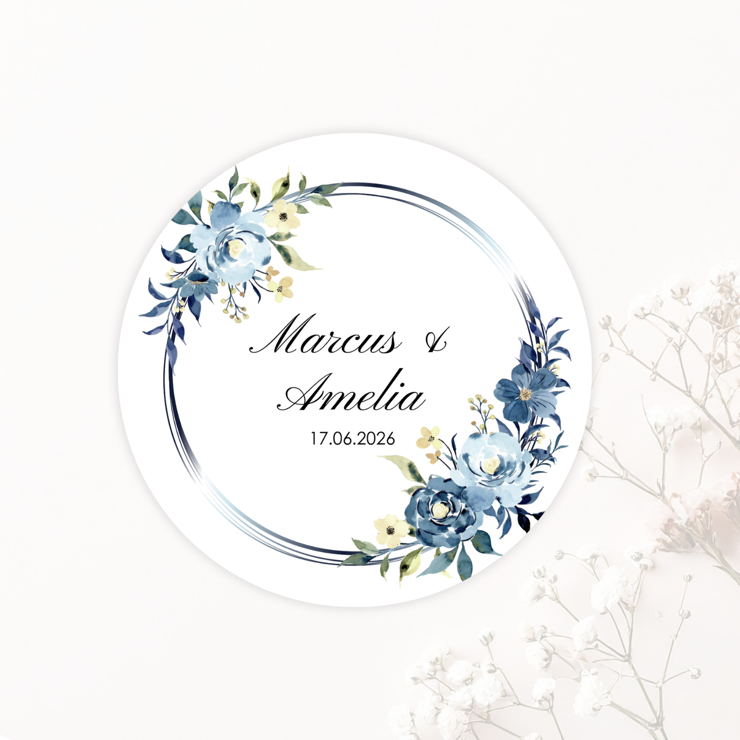 Wedding Sticker- Blue Floral